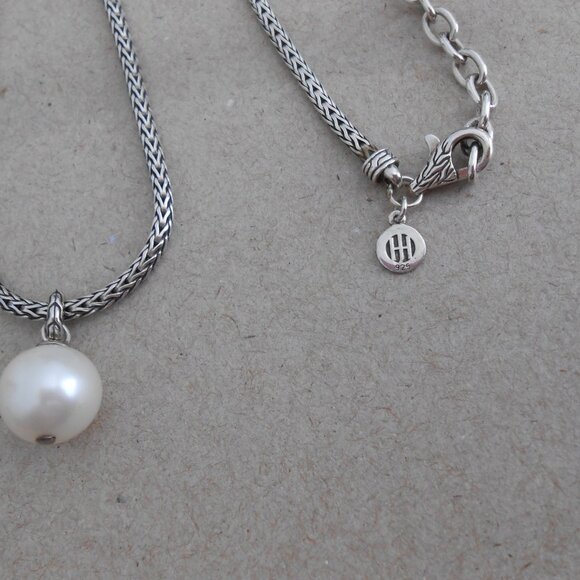 John Hardy Sterling Silver Pearl Pendant 2.5mm Necklace Adj 18" -20" - Picture 12 of 13